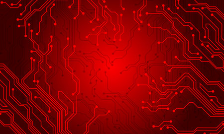 Red line circuit computer technology futuristic background design creative vector illustration.のイラスト素材