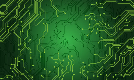 Green line circuit computer technology futuristic background design creative vector illustration.のイラスト素材