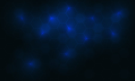 Abstract blue hexagon light technology futuristic geometric design modern background vector...