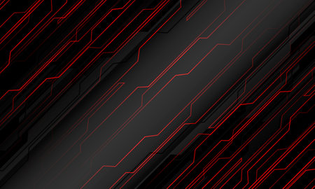 Abstract red black cyber geometric dynamic on white with blank space futuristic design modern technology background vector illustration.のイラスト素材