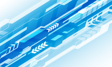 Abstract blue white line cyber futuristic technology geometric arrow dynamic creative design modern background vector illustration.のイラスト素材