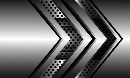 Abstract silver arrow direction geometric with circle mesh pattern design modern futuristic background vector illustration.のイラスト素材