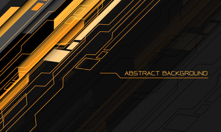 Abstract yellow black cyber geometric dynamic style futuristic grey space design modern technology background vector illustration.のイラスト素材