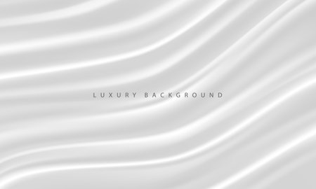 Realistic white fabric wave luxury background texture vector illustration.のイラスト素材
