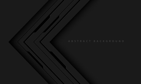 Abstract black arrow cyber line circuit direction geometric on grey blank space futuristic technology design modern vector illustration.のイラスト素材