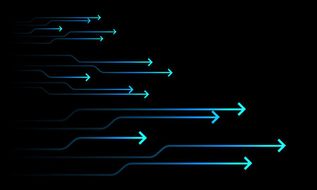 Abstract arrow flow technology direction on black design modern futuristic background vector illustration.のイラスト素材