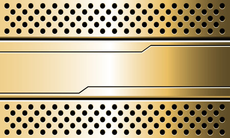 Abstract gold black line cyber banner on circle mesh pattern design modern luxury futuristic technology background vector illustration.のイラスト素材