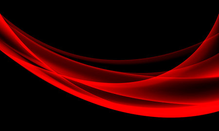 Abstract red glass curve wave overlap on black design modern luxury futuristic creative background vector illustration.のイラスト素材