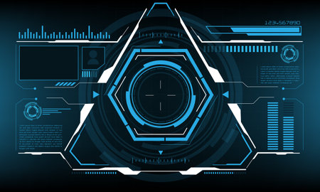 HUD sci-fi interface screen view design virtual reality futuristic technology display vector illustration.のイラスト素材