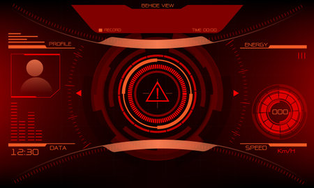 HUD sci-fi interface screen danger warning view design virtual reality futuristic technology display vector illustration.のイラスト素材