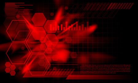 Technology red hexagon HUD display monitor danger geometric design modern futuristic creative background vector illustration.のイラスト素材