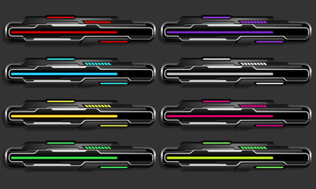 Vector of futuristic technology cyber HUD loading bar collection on grey design ultramodern element...