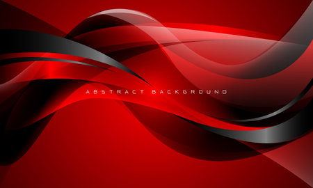 Abstract red black glossy wave curve overlap luxury with blank space background vector illustration.のイラスト素材