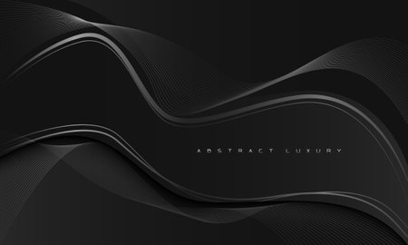 Abstract black dark silver line geometric curve design premium luxury exclusive background vector illustration.のイラスト素材