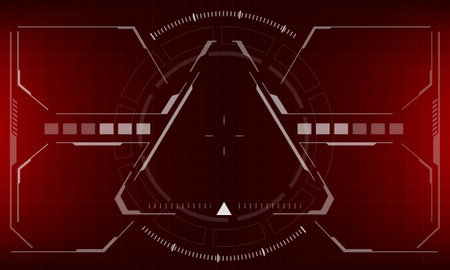 HUD sci-fi interface screen view red danger design virtual reality futuristic technology display vector illustration.のイラスト素材