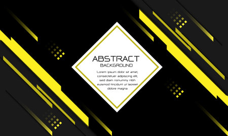 Abstract white square banner on black tone yellow dynamic cyber geometric minimal graphic design modern futuristic technology background vector illustration.のイラスト素材