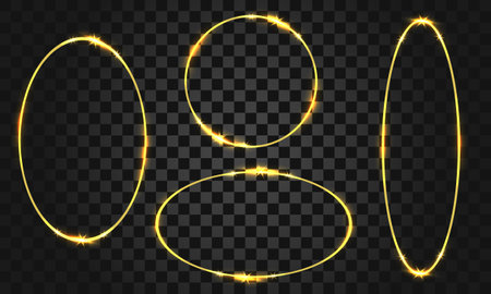 Gold circle frame set luxury collection on checkered background vector illustration.のイラスト素材