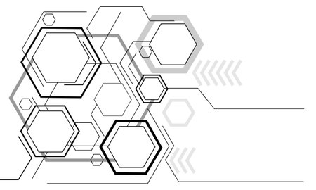 Abstract black and grey hexagon geometric on white with blank space design modern technology futuristic background vector illustration.のイラスト素材