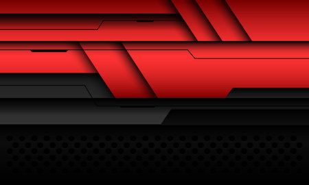 Abstract metallic red grey cyber black line design modern futuristic technology background vectorのイラスト素材