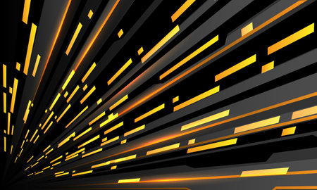 Abstract yellow light laser beam cyber speed dynamic on black design modern futuristic technology...