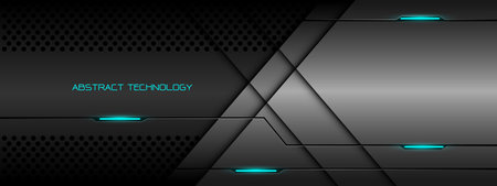 Abstract silver silver grey metallic blue light power geometric overlap on circle mesh design modern luxury futuristic background vector illustration.	のイラスト素材