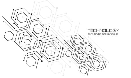 Abstract black hexagon circuit cyber technology geometric on white design modern futuristic creative...