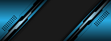 Abstract blue metallic black line circuit cyber with geometric blank space design modern futuristic technology creative background vector illustration.のイラスト素材