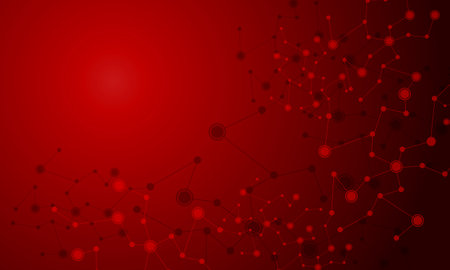 Abstract red connecting dots and lines connection science with blank space design technology background vector illustration.&#xD;のイラスト素材