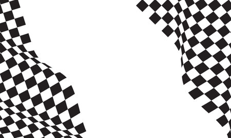 Checkered flag wave flying on white blank space design sport race championship business success background vector illustration.のイラスト素材
