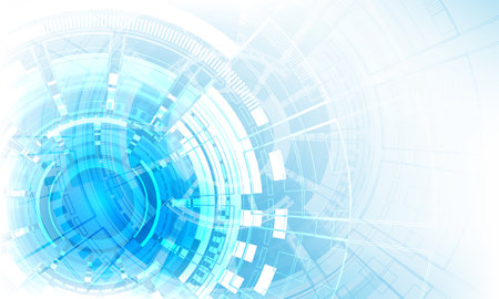Abstract technology blue circular system cyber futuristic on white design modern creative background vector illustration.のイラスト素材