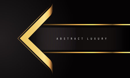 Abstract golden arrow luxury direction on black banner for text design modern creative elegant background vector illustration.のイラスト素材