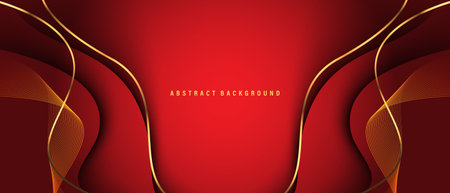 Abstract luxury curve silver lines shadow on red background with copy space for text design vector illustrationのイラスト素材
