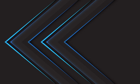 Abstract blue light arrow direction geometric on black blank space design modern futuristic technology background vector illustration.のイラスト素材