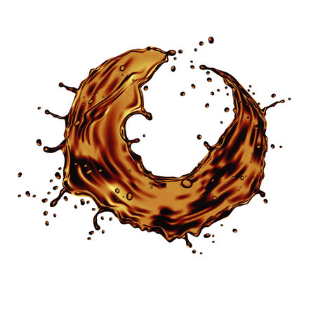 Realistic brown water splash curve on white background vector illustration.のイラスト素材