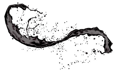 Realistic black ink splash on white background vector illustration.のイラスト素材