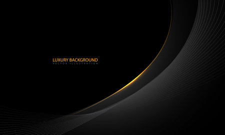 Abstract black gold line dynamic luxury curve smooth design modern premium elegant background vector illustration.のイラスト素材