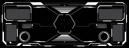 HUD sci-fi interface screen view white circular geometric design virtual futuristic technology creative display on black vectorのイラスト素材