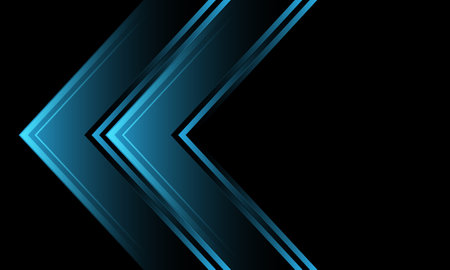 Abstract blue glossy arrow direction geometric on black design modern futuristic technology background vector illustration.のイラスト素材