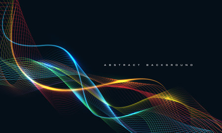Abstract colorfull wave curve overlap on black design modern futuristic technology background vector illustration.のイラスト素材