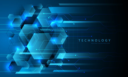 Abstract blue technology geometric cyber futuristic creative design modern background vector illustration.のイラスト素材