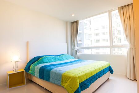 Modern condominium living room and bedroom