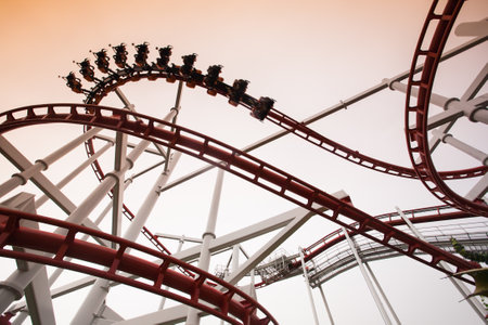 Structural of amusement park againts skyの写真素材