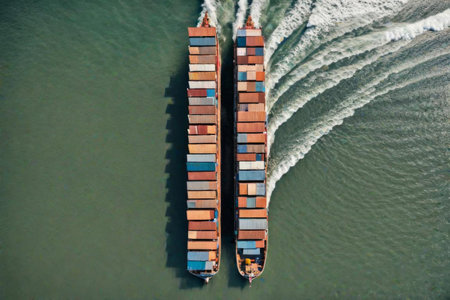 A illustation top view of transportation shipment vessel.Generative AI illustrationの素材