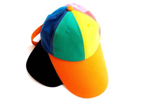 Colorful baseball cap, Fashion rainbow hat isolated on white backgroundの写真素材