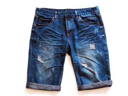 Fashion of short denim jeans isolated on white background.の写真素材