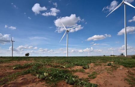 Wind Turbine in blue sky.の写真素材
