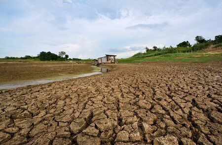 Dry river on drought parched ground.の写真素材