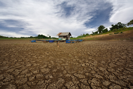 Dry river on drought parched ground.の写真素材