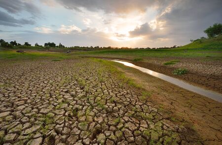 Dry river on drought parched ground.の写真素材
