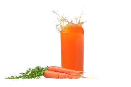 Carrot juice and carrot on white background.の写真素材
